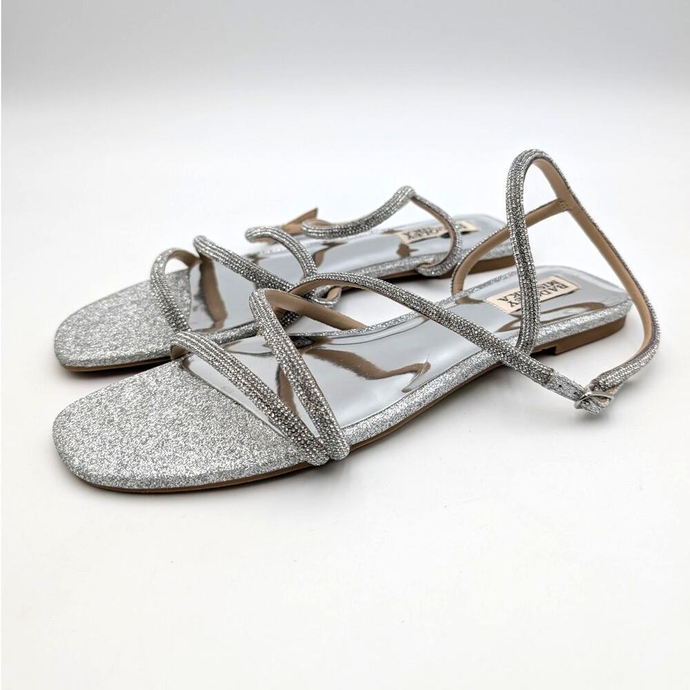 Badgley Mischka Collection Ivie Ankle Strap Sandals Womens Silver Sz US9.5M EU40